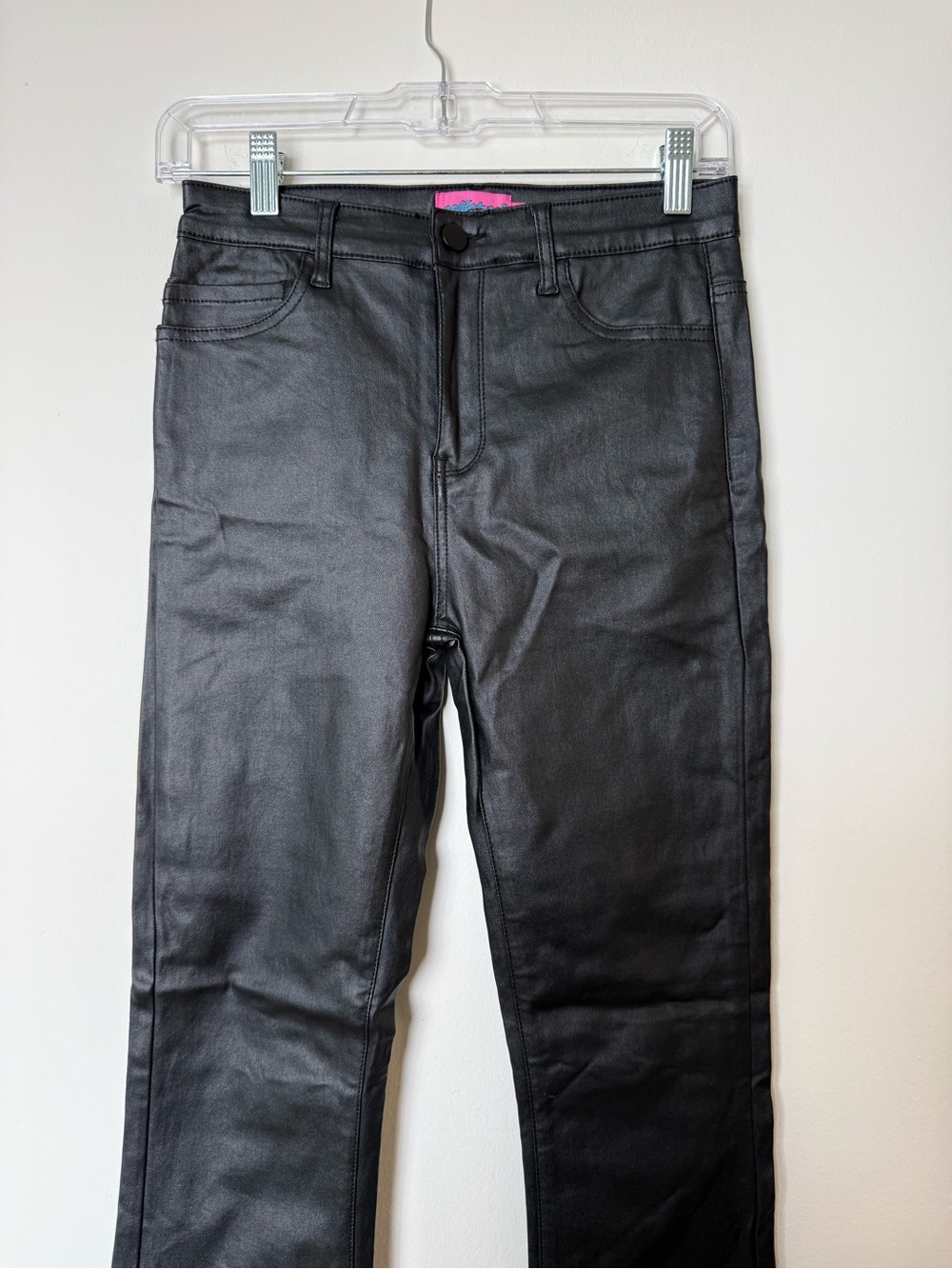 Faux Leather Black Flared Women’s Pants - Picture 2 of 5